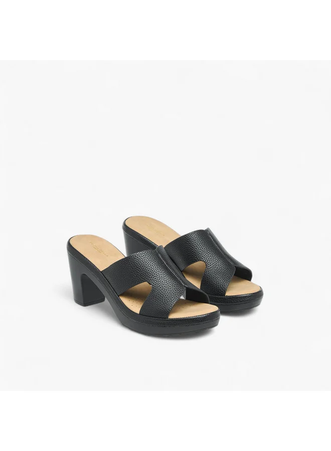 Flora Bella By Shoexpress Women Cut-Out Detail Slip-On Sandals with Block Heels