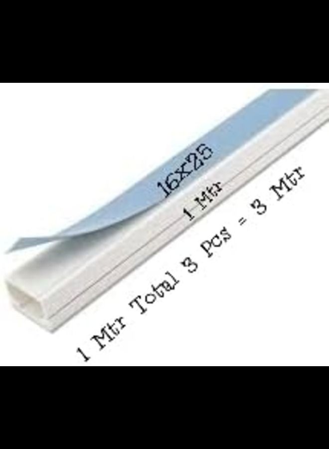 ABBASALI Electrical Pvc Trunking with Sticker 90cm Long 3 Pcs White Self Adhesive Cable Cover Cable Management  - Image 2