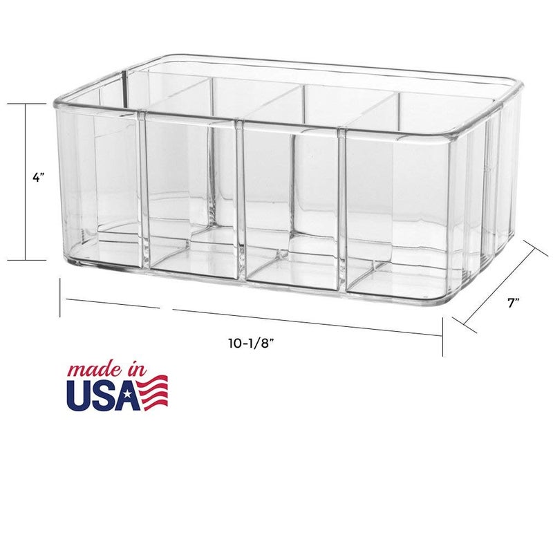STORi 5-Compartment Clear Plastic Organizer | Rectangular Divided Makeup and Vanity Storage Bin and Office Desk Caddy | Scalloped Wall Design | Made in USA - Image 3