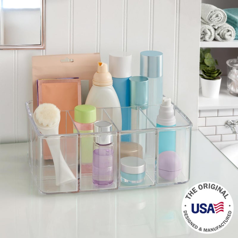 STORi 5-Compartment Clear Plastic Organizer | Rectangular Divided Makeup and Vanity Storage Bin and Office Desk Caddy | Scalloped Wall Design | Made in USA - Image 2