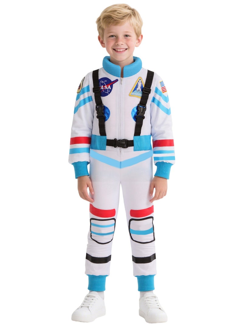 Kids Blue and White Space Suit Halloween Astronaut Costume Party Performance Cosplay Outfit - Image 3