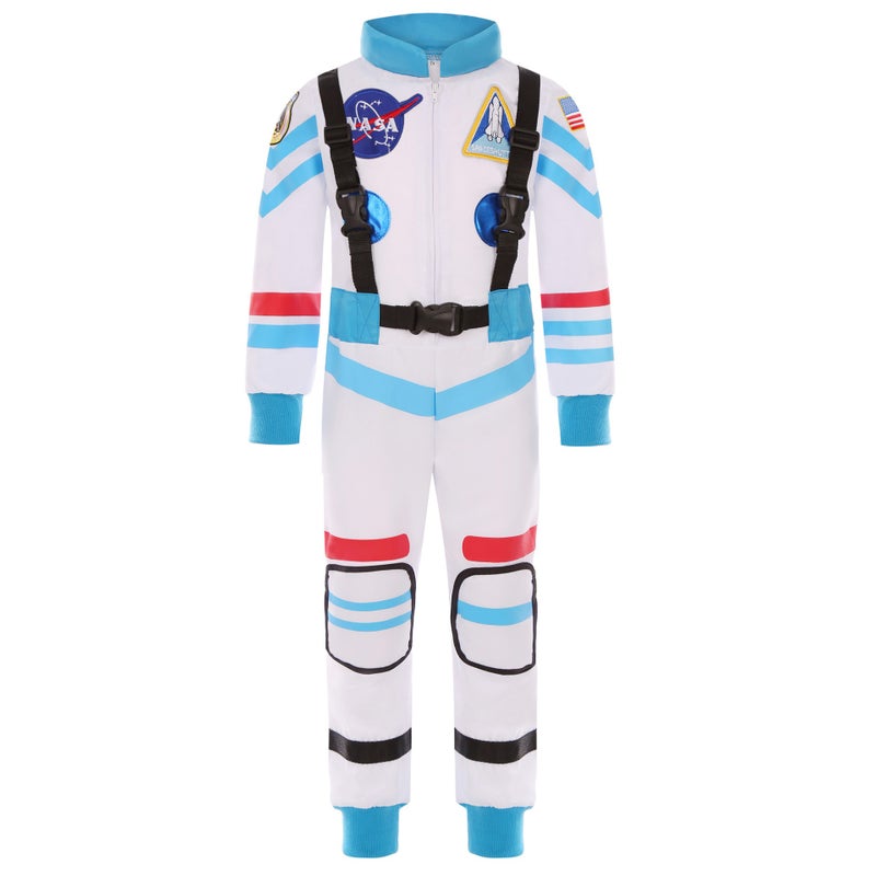 Kids Blue and White Space Suit Halloween Astronaut Costume Party Performance Cosplay Outfit - Image 1