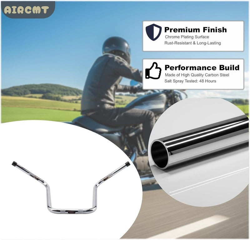 AIRCMT Chrome 16'' Rise Drag Narrow Ape Hanger Handlebar - Image 4