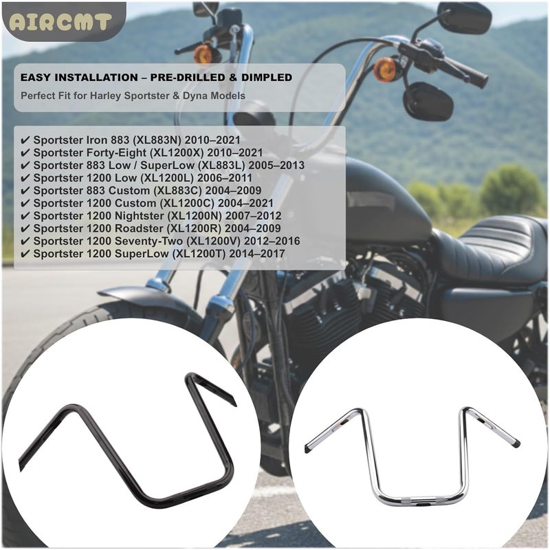 AIRCMT Chrome 16'' Rise Drag Narrow Ape Hanger Handlebar - Image 5