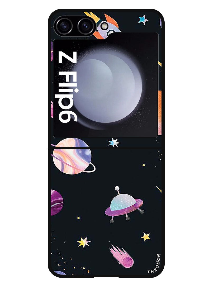 Theodor Protective Case Anti Scratch Shock Proof Bumper Cover For Samsung Galaxy Z Flip 6 Planets Pattern - Image 1
