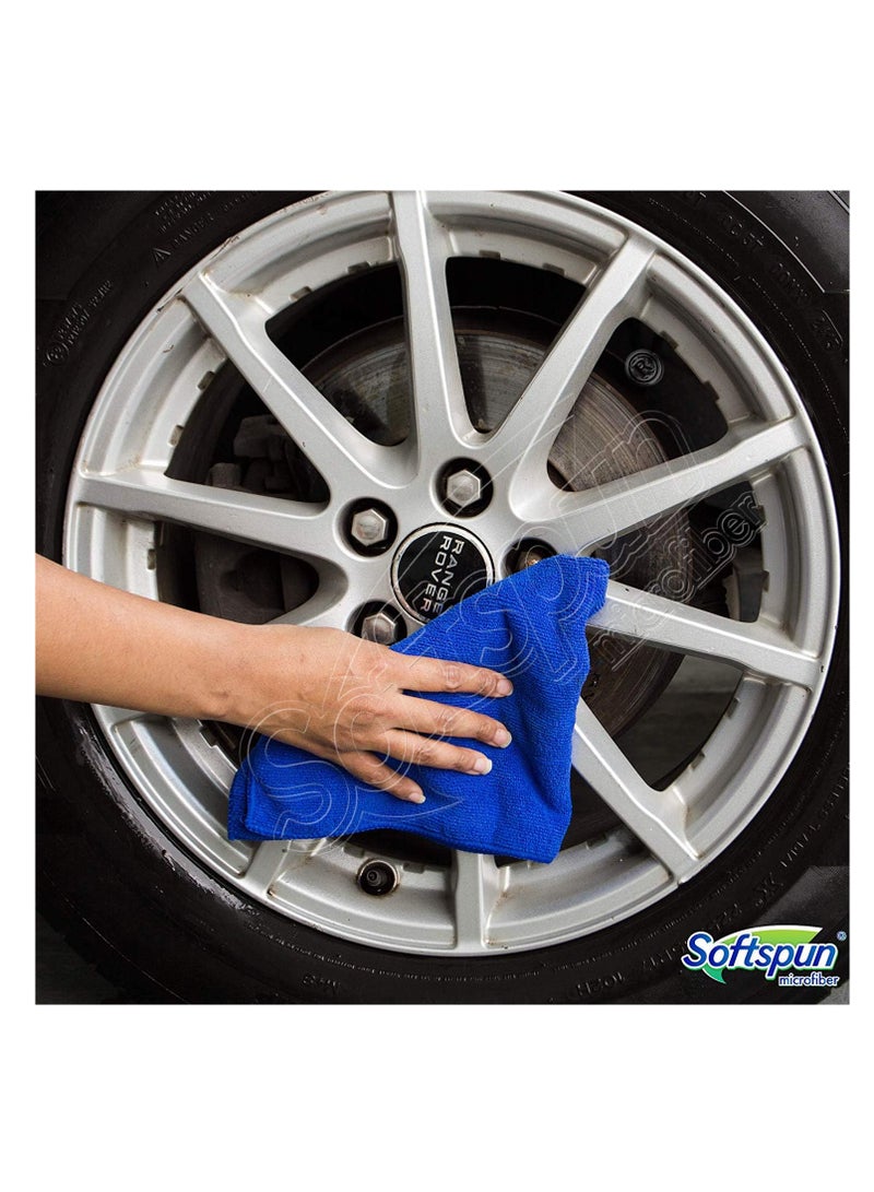 SOFTSPUN SOFTSPUN Microfiber Cloth 4 pcs 40x40 cms 340 GSM Blue Thick Lint & Streak-Free Multipurpose Cloths Automotive Microfibre Towels for Car Bike Cleaning Polishing Washing & Detailing.…  - Image 2