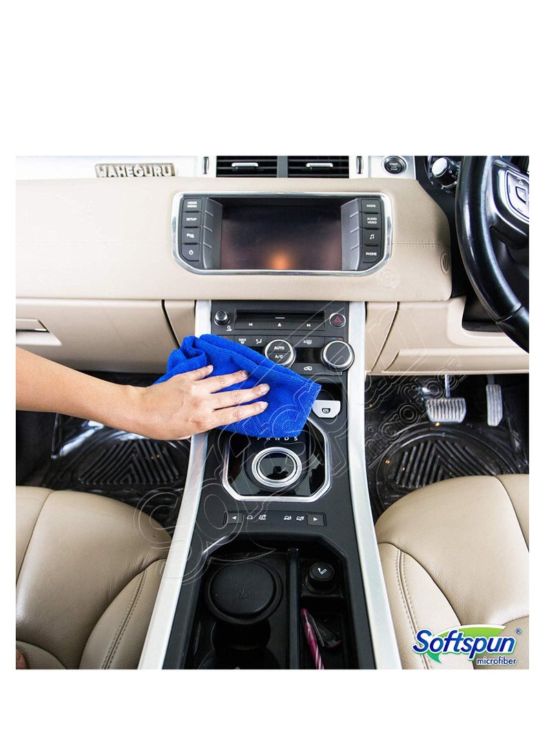 SOFTSPUN SOFTSPUN Microfiber Cloth 4 pcs 40x40 cms 340 GSM Blue Thick Lint & Streak-Free Multipurpose Cloths Automotive Microfibre Towels for Car Bike Cleaning Polishing Washing & Detailing.…  - Image 3