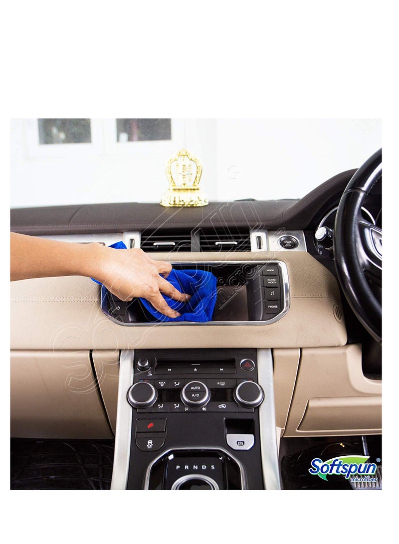 SOFTSPUN SOFTSPUN Microfiber Cloth 4 pcs 40x40 cms 340 GSM Blue Thick Lint & Streak-Free Multipurpose Cloths Automotive Microfibre Towels for Car Bike Cleaning Polishing Washing & Detailing.…  - Image 5