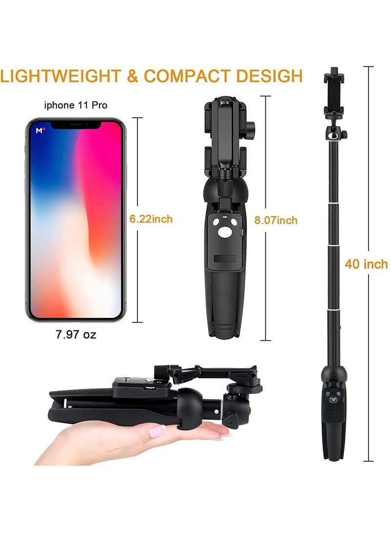 Generic Selfie Stick Tripod Portable 40 inch Aluminum Alloy Extendable Phone Tripod with Detachable Wireless Remote Compatible with iPhone 13 12 11 pro Xs Max Xr X 8 7 6 Plus Samsung Huawei  - Image 4