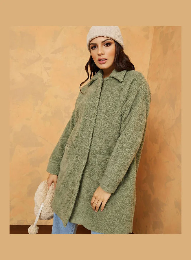 Styli Longline Faux Fur Oversized Coat