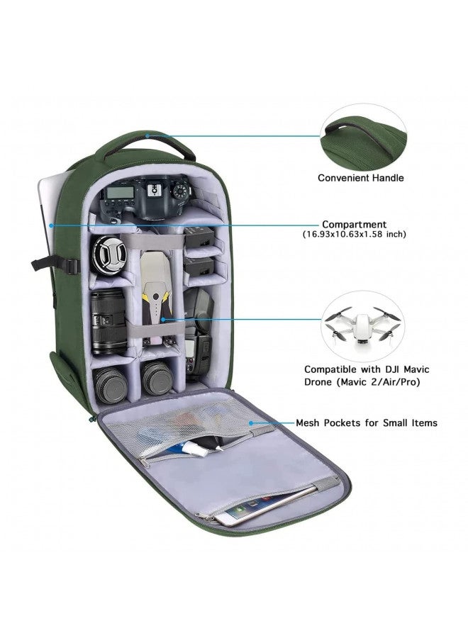 MOSISO Camera Backpack, DSLR/SLR/Mirrorless Photography Camera Bag 15-16 inch Waterproof Hardshell Case with Tripod Holder&Laptop Compartment Compatible with Canon/Nikon/Sony, Army Green - Image 1