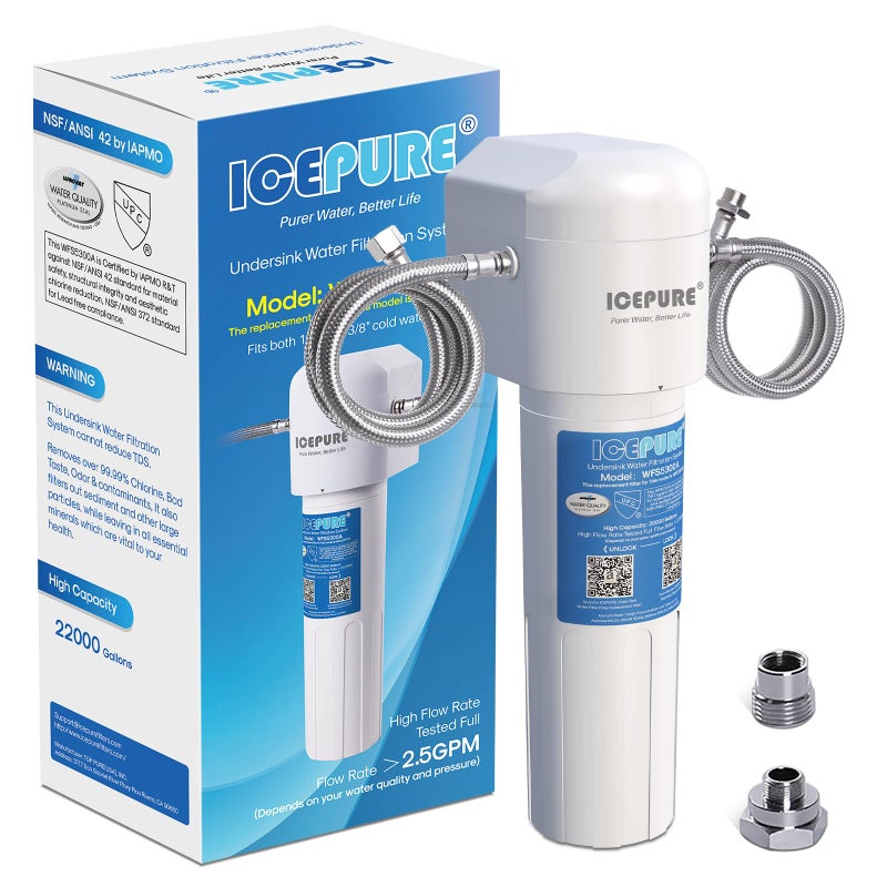 ICEPURE Under Sink Water Filter System, 3 Years or 22000 Gallons Ultra High Life NSF/ANSI 42 Certified, Removes Heavy Metals,Chlorine,Direct Connect Under Counter Drinking Water System, USA Tech - Image 1