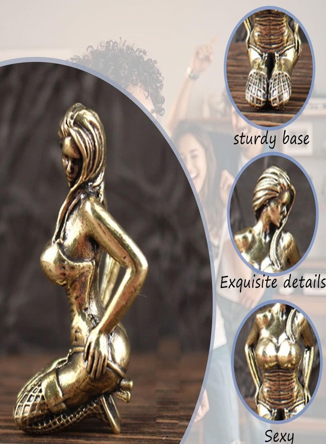 LSBDJDL Brass Sexy Women Body Art Miniatures Statue,Metal Female Sculpture Desktop Statues for Home Decor (Sexy Sitting Woman) - Image 3