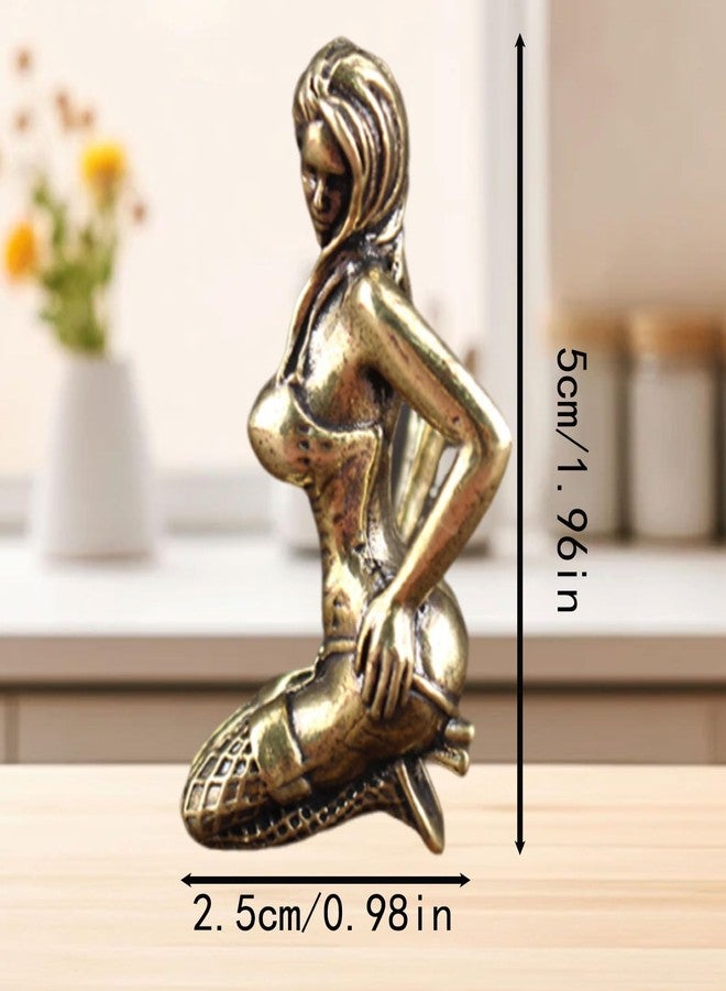 LSBDJDL Brass Sexy Women Body Art Miniatures Statue,Metal Female Sculpture Desktop Statues for Home Decor (Sexy Sitting Woman) - Image 2