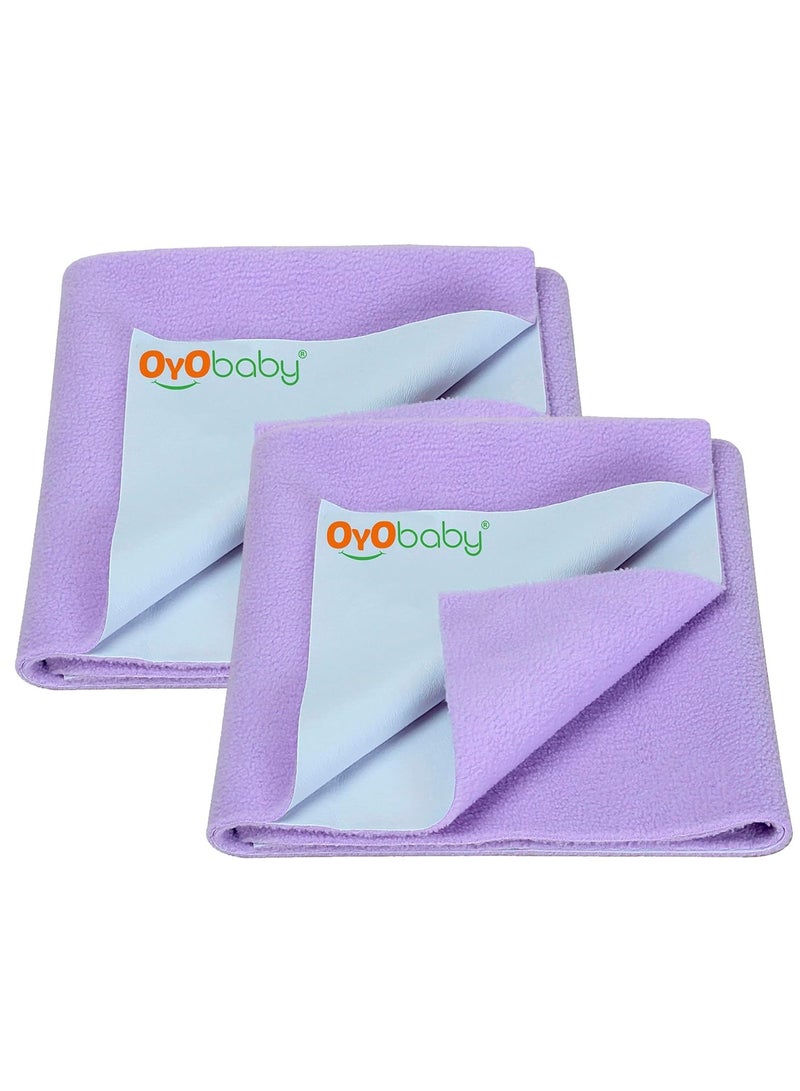 OYO BABY Reuseable Waterproof Dry Sheet for New
  Toddler Infant Baby | Extra Absorbent Quick Dry Sheet | Instadry Anti-Piling
  Fleece Baby Bed Protector Sheet | Pack of 2 (Small - 70 cm x 50 cm), Voilet - Image 1