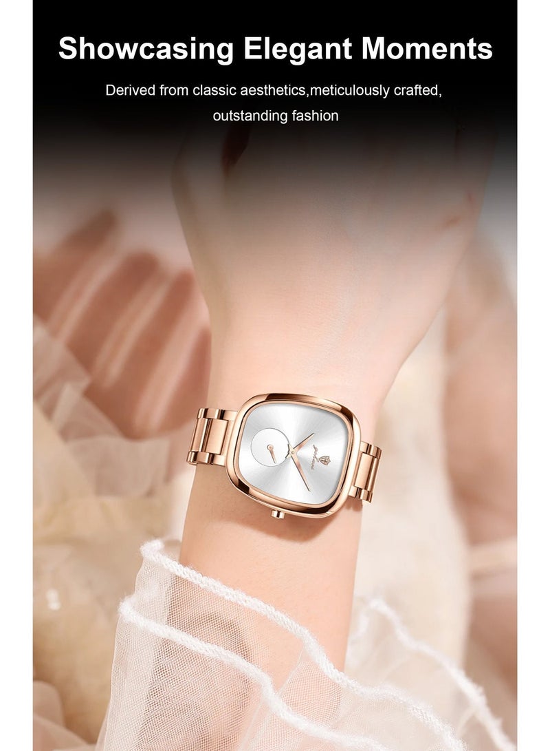 GOHUOS Women's Quartz Watch, Top Brand Luxury Fashion Ladies Stainless Steel Band Waterproof Analog Wrist Watch - 34mm - Rose Golden/White - Mother or Girlfriend Gift & Eid Ramadan Gifts - Image 5