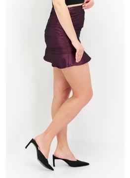 Collective The Label Women Ruched Mini Skirt, Purple  - Image 2