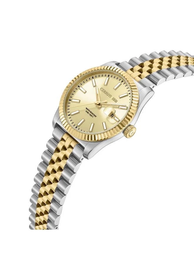 CERRUTI 1881 Chienti 41mm Champagne Dial Stainless Steel Bracelet Analog Watch For Men