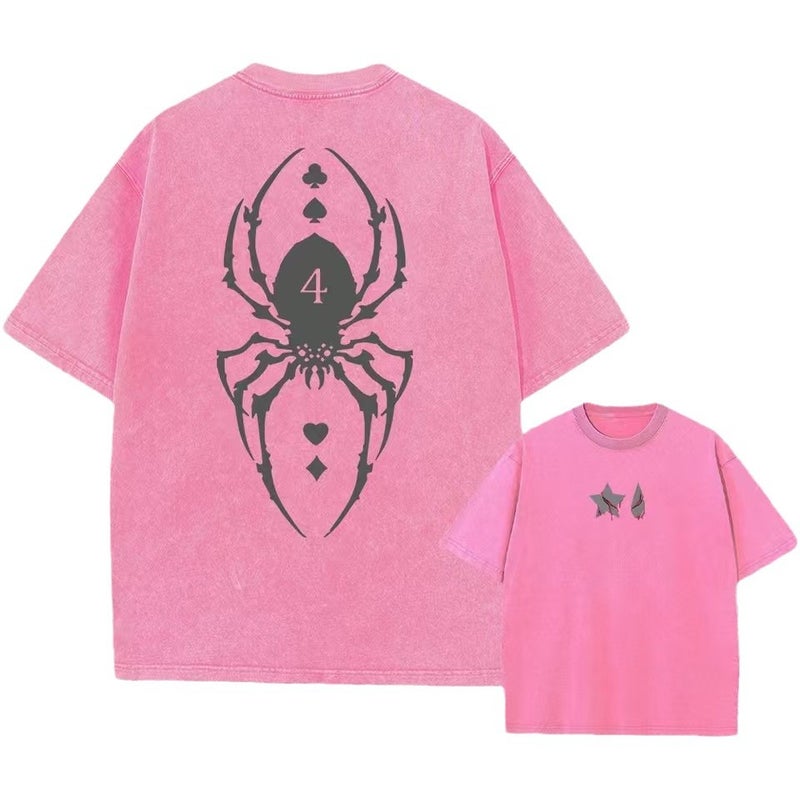Spider Spider Harajuku Anime Printed Top Washed Old Vintage Cotton T-Shirt - Image 1