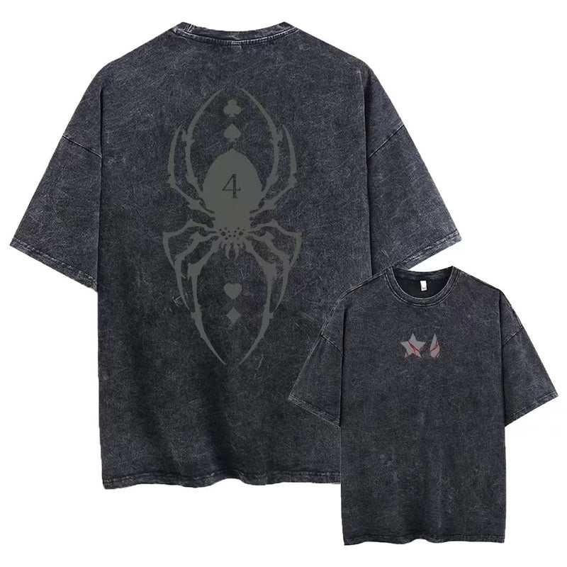 Spider Spider Harajuku Anime Printed Top Washed Old Vintage Cotton T-Shirt - Image 2