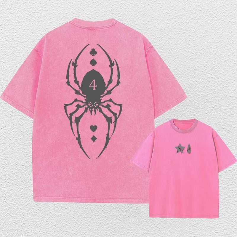 Spider Spider Harajuku Anime Printed Top Washed Old Vintage Cotton T-Shirt - Image 3