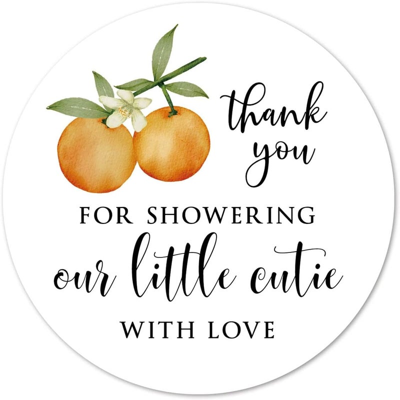 MAGJUCHE Orange Thank Showering Little Cutie Stickers 2inch Baby Shower Party Labels 40Pack - Image 1