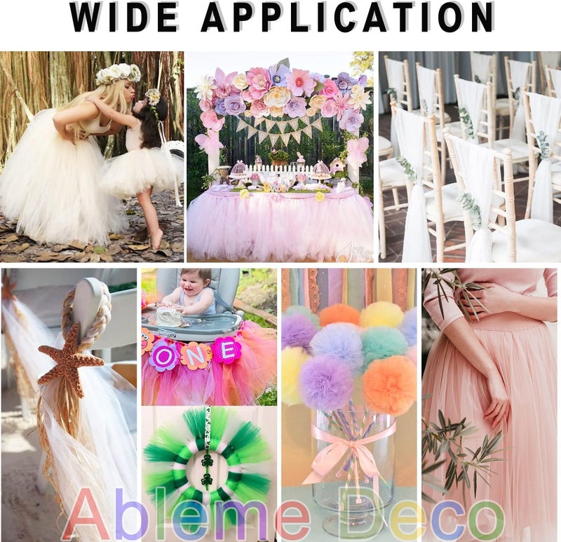 Ableme Deco Tulle Fabric Rolls 6 Inch by 200 Yards (600 FT) Ribbon Netting Spool for Tutu Skirt Wedding Baby Shower Birthday Party Decoration Gift Wrapping DIY Crafts (Black) - Image 5