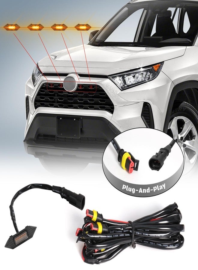 FICOLPO مجموعة مصابيح الشبك الأمامي من FICOLPO، 4 قطع، متوافقة مع سيارات RAV4 الهجينة موديلات 2019، 2020، 2021، 2022، 2023، 2024، طرازات LE، XLE، XLE Premium، SE، XSE، Limited - ملحقات مصابيح الشبك الأمامي LED مع أسلاك التوصيل والفيوز (لون كهرماني). - Image 4