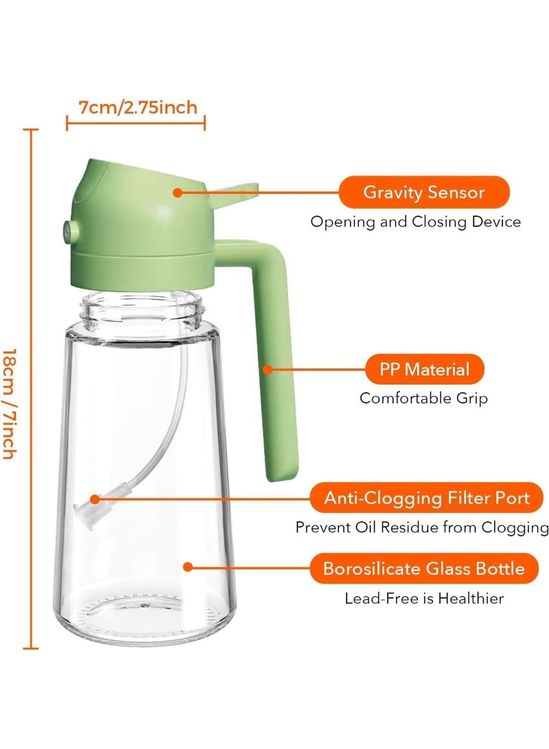 لوكاداه بخاخ زيت زيتون زجاجي للطهي، موزع زيت 2 في 1 قابل لإعادة التعبئة وزجاجة رذاذ، زجاجة رذاذ غير قابلة للاشتعال، مناسبة للقلي الهوائي، الشواء، السلطة، القلي، الخبز، الشواية وأدوات المطبخ | 16 أونصة/470 مل (متعدد الألوان) - Image 2
