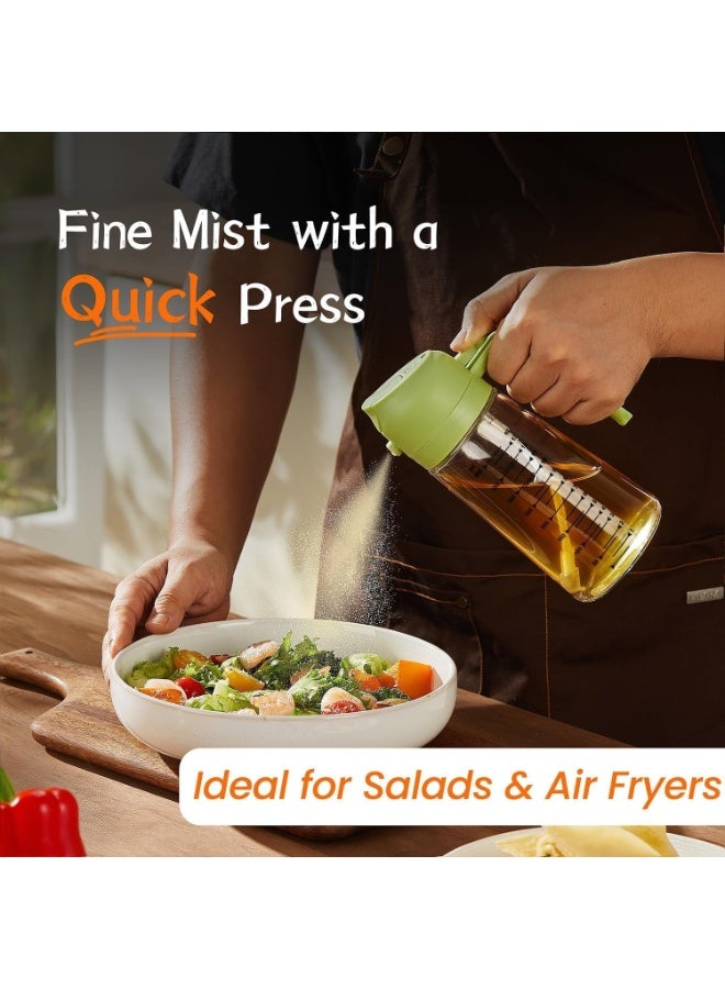 لوكاداه بخاخ زيت زيتون زجاجي للطهي، موزع زيت 2 في 1 قابل لإعادة التعبئة وزجاجة رذاذ، زجاجة رذاذ غير قابلة للاشتعال، مناسبة للقلي الهوائي، الشواء، السلطة، القلي، الخبز، الشواية وأدوات المطبخ | 16 أونصة/470 مل (متعدد الألوان) - Image 3