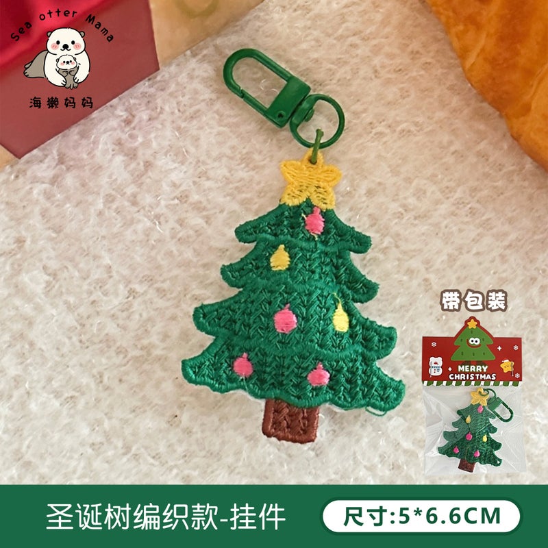 Christmas Santa Keychain Knitted Decorative Trinket 4# Christmas tree woven-pendant