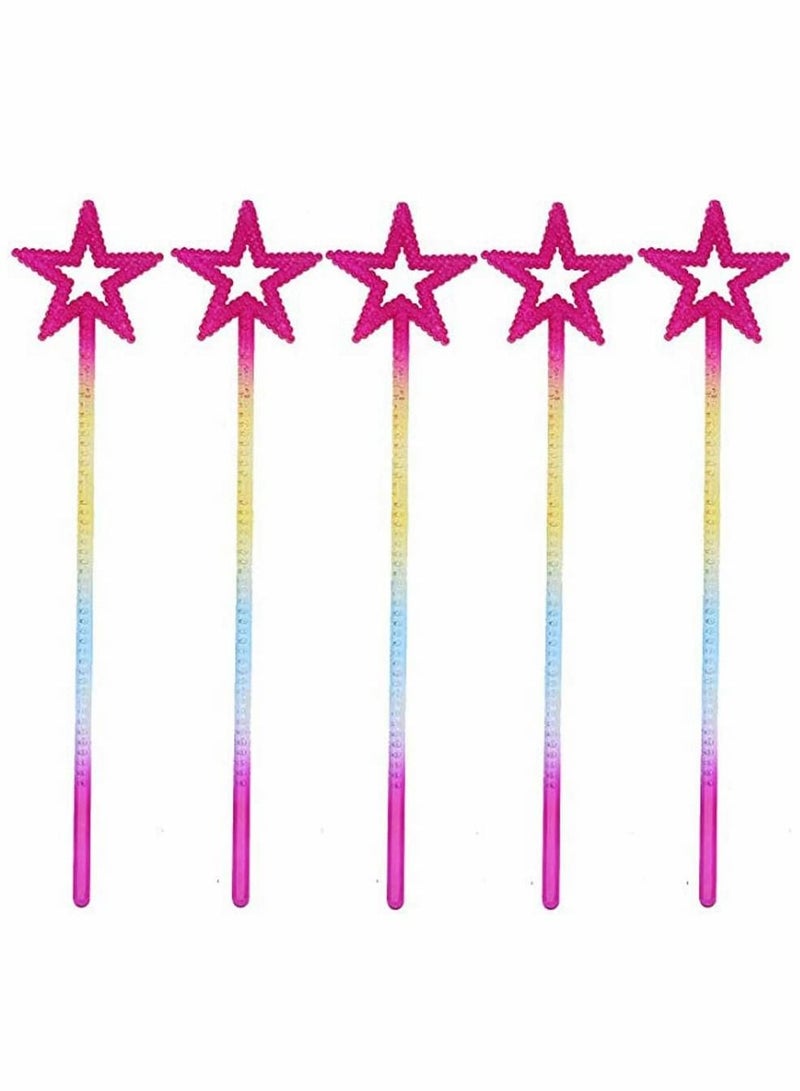 SYOSI Star Fairy Wands 5PCS Girls Costume Props Star Magic Wand Angel Fairy Wands Sticks Birthday Party Wedding Halloween Cosplay Christmas 13 Inches (Multicolor) - Image 4