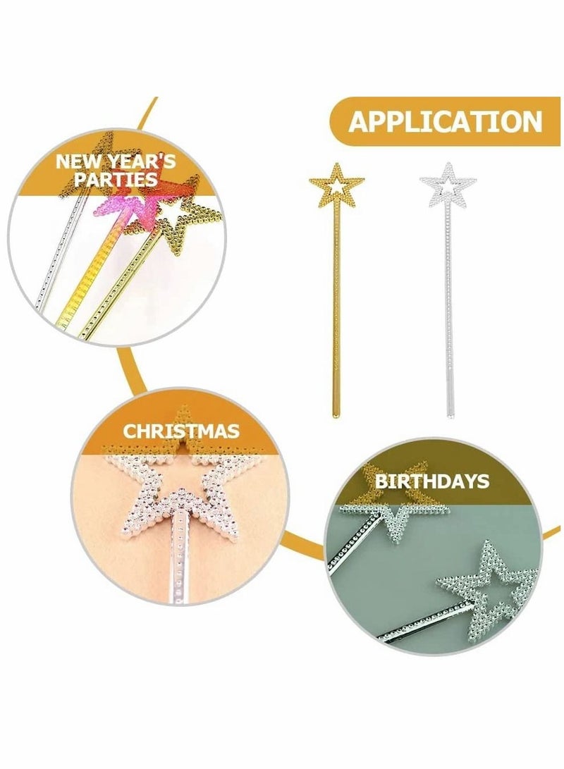 SYOSI Star Fairy Wands 5PCS Girls Costume Props Star Magic Wand Angel Fairy Wands Sticks Birthday Party Wedding Halloween Cosplay Christmas 13 Inches (Multicolor) - Image 3