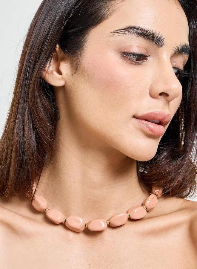 ستايلي Pink Oval Beaded Necklace