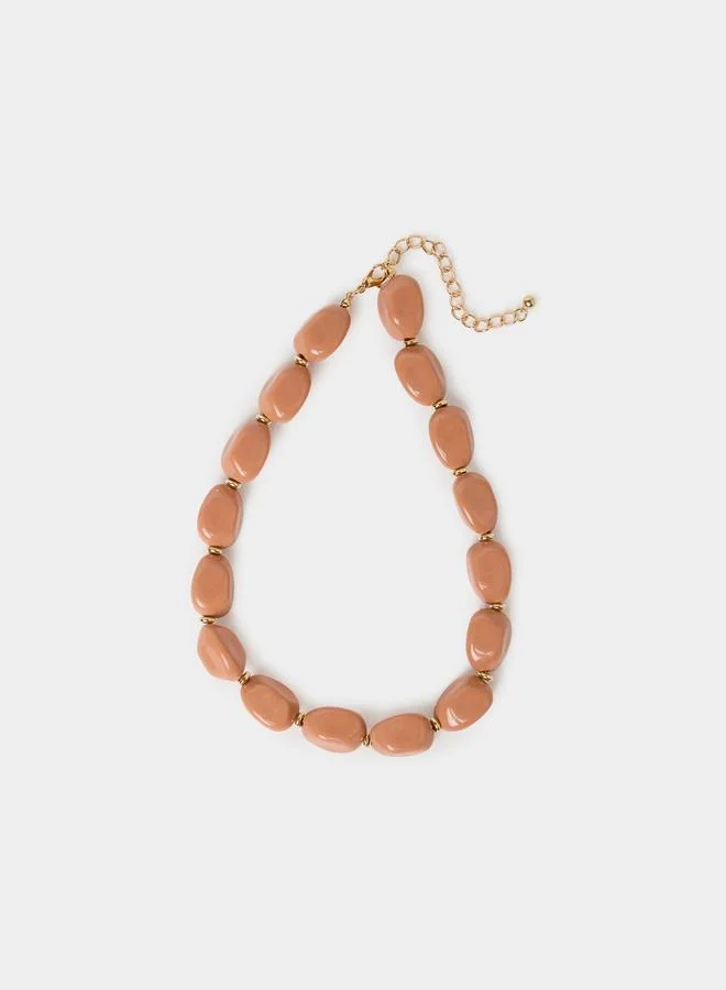 ستايلي Pink Oval Beaded Necklace