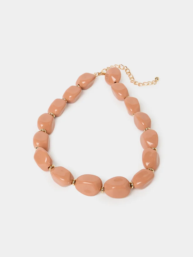Styli  Styli Pink Oval Beaded Necklace for Women | Best Price UAE