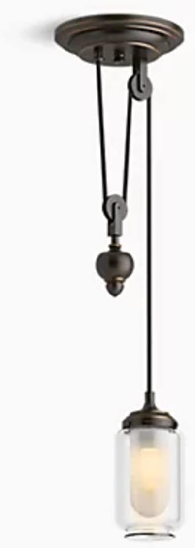 Kohler مصباح معلق KOHLER Artifacts، إضاءة معلقة واحدة لجزيرة المطبخ، 1 ضوء - قابل للتعديل، برونز مصقول