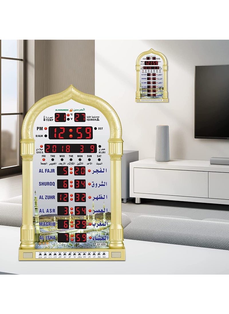 Generic - Digital Azan Clock with Charger and Remote ,Desktop dgital clcok Wall Clock, Islamic Clock，Led Prayer Clock for Read Home/Office/Mosque Digital Azan Clock/Decorative Clock - Image 1