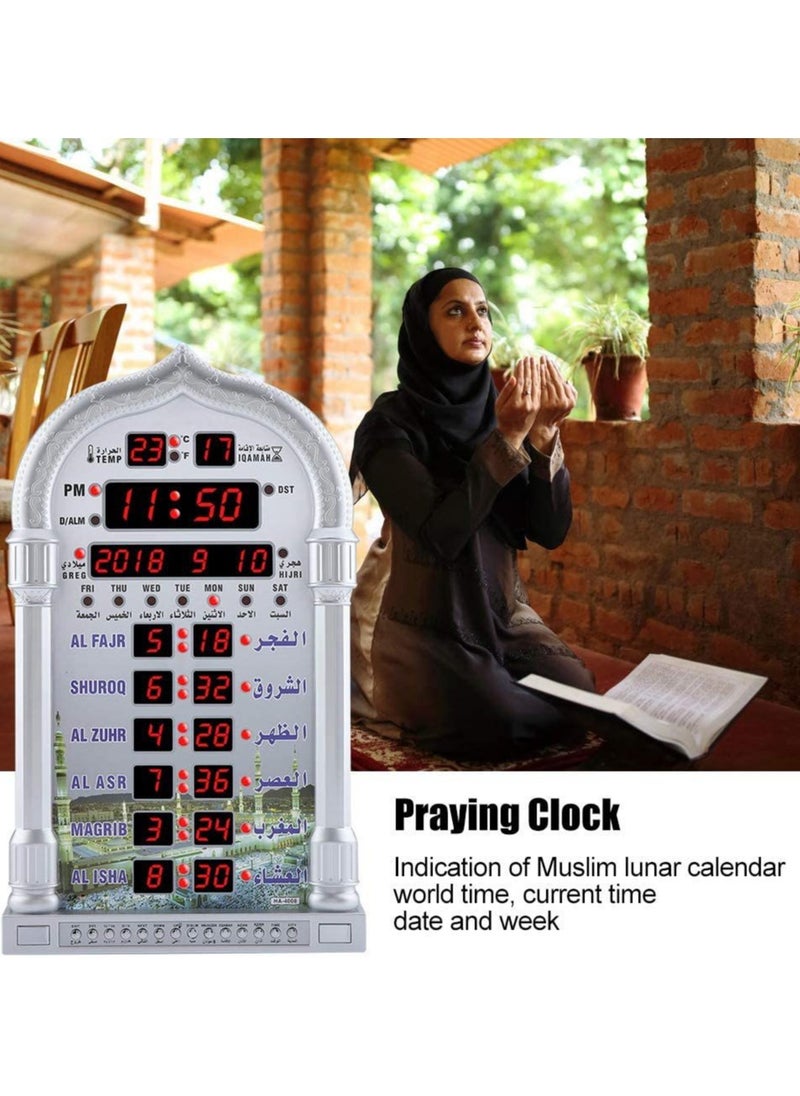 Generic - Digital Azan Clock with Charger and Remote ,Desktop dgital clcok Wall Clock, Islamic Clock，Led Prayer Clock for Read Home/Office/Mosque Digital Azan Clock/Decorative Clock - Image 1