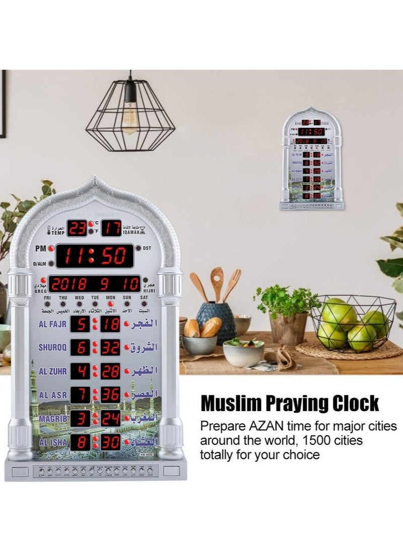 Generic - Digital Azan Clock with Charger and Remote ,Desktop dgital clcok Wall Clock, Islamic Clock，Led Prayer Clock for Read Home/Office/Mosque Digital Azan Clock/Decorative Clock - Image 1