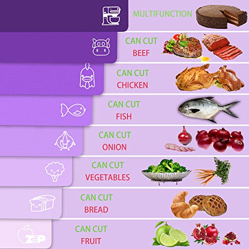 ZVP Flexible Plastic Cutting Board Set of 3 Gradient Color, Colorful Chopping Boards, BPA Free Mats, Non Slip, Dishwasher Safe, 15x12 Inch, Purple Multi-Color - Image 5