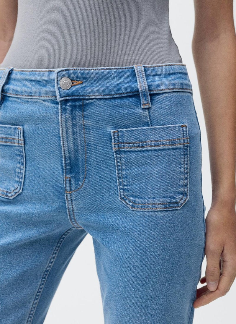 MANGO Pocket Flared Cropped Jeans  - Image 3