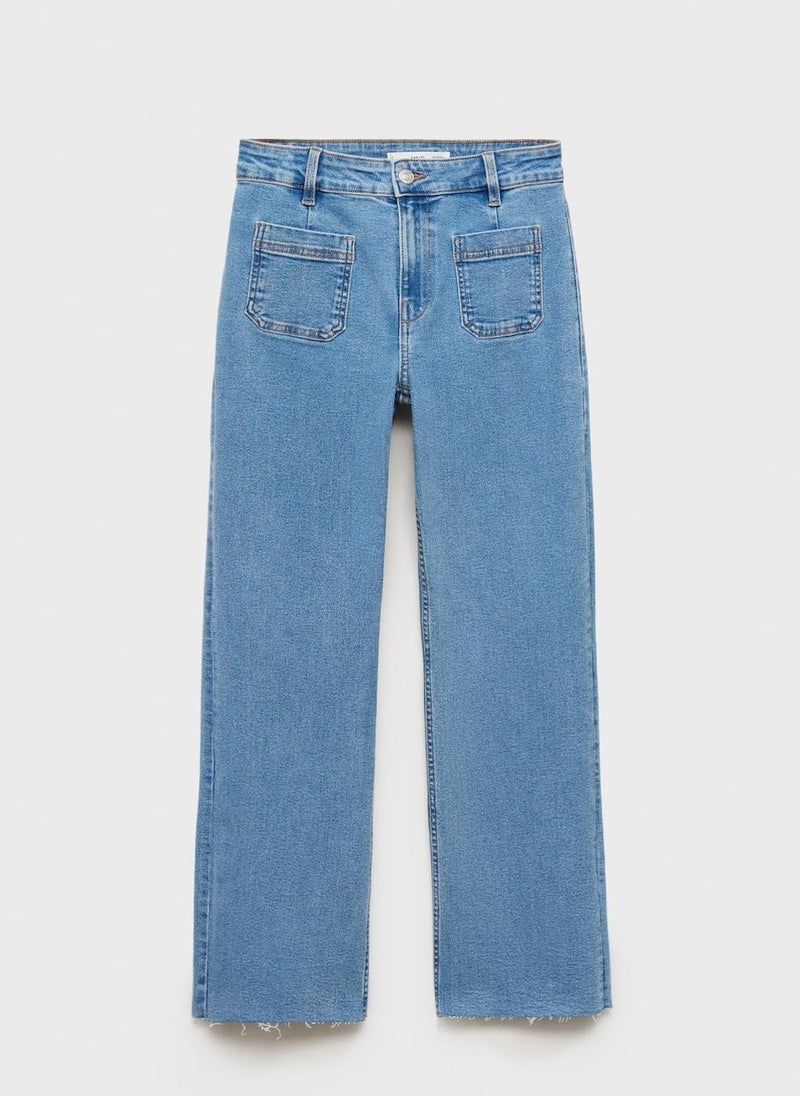 MANGO - Pocket Flared Cropped Jeans - Image 1