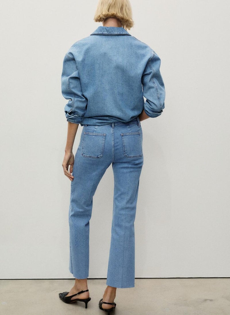 MANGO Pocket Flared Cropped Jeans  - Image 2