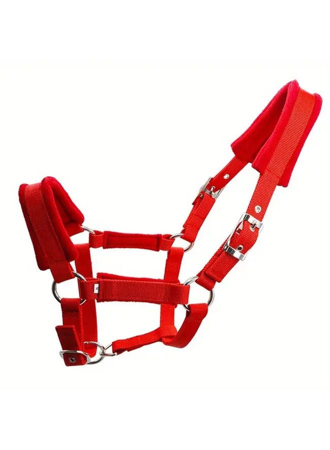 أزرق مقاس M لجام حصان ناعم قابل للتعديل طوق رأس من الف fleece مشبك معدني - Image 4