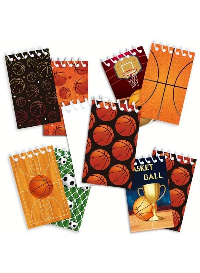 Basketball Themed Notepads 8pcs Coil Bound Tear Off Pages Sports Fan Gift - Image 1