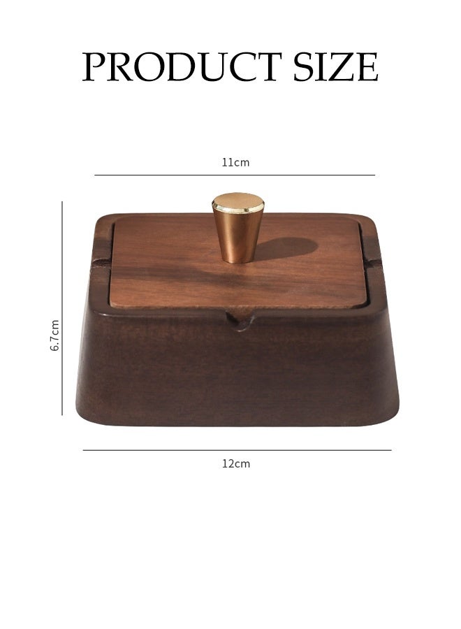 Ashtrays for Cigarettes with Lid,Wooden Ashtray,with Stainless Steel Liner and 4 Slot,Windproof Ashtray for Office,Home,Hotel and restaurant - Image 2