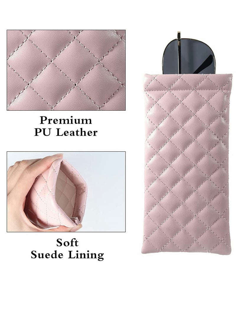 2 Pack Portable PU Leather Sunglasses Cases - Soft Eyeglass Holders in Black & White for Travel - Image 3