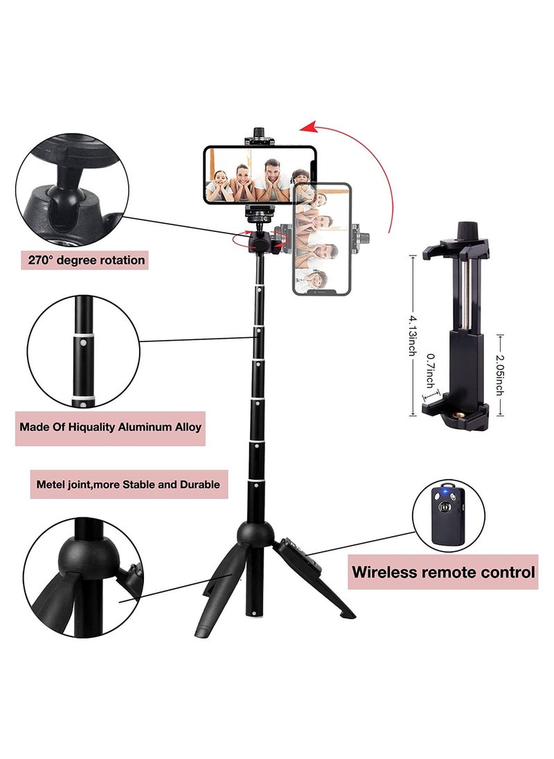 Selfie Stick For Phone Size 4.5-6.2Inch, Extendable Selfie Stick Tripod with Bluetooth Wireless Remote Phone Holder