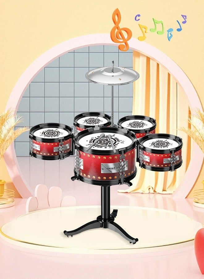 DURKU Children's Rock Jazz Drum Kit, Musical Instrument Toy for Music Education, Kids 5-piece Drum Band Set, Perfect Gift for Kids - Image 2